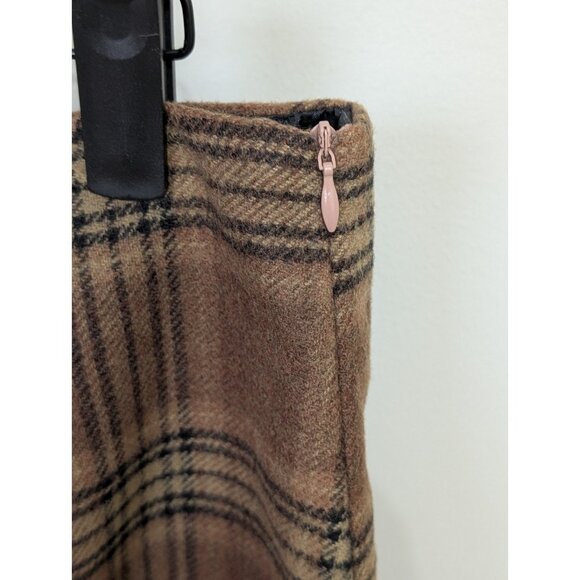 Cider Wool-like Mid Rise Brown Tartan Belted Mini Skirt Skort Sz M - Picture 4 of 9
